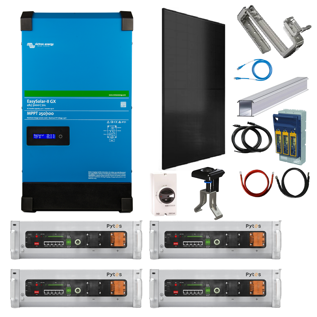 Two / Three Bedroom House Off Grid Kit Victron 5000 Easysolar 2 GX with Pytes Lithium Batteries & Solar Panels