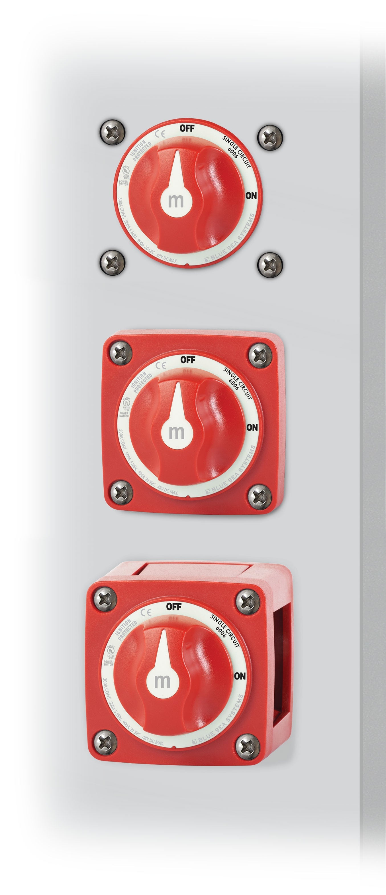 Bluesea m-Series Mini On-Off Battery Switch with Knob - Red - Isolator Switch 6006