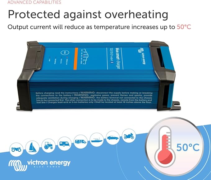 Victron Battery Charger 12/15 - Indoor (IP22) Blue Smart - 1 Output 230V UK