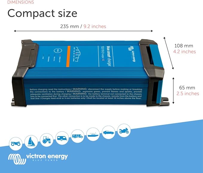 Victron Battery Charger 12/15 - Indoor (IP22) Blue Smart - 1 Output 230V UK