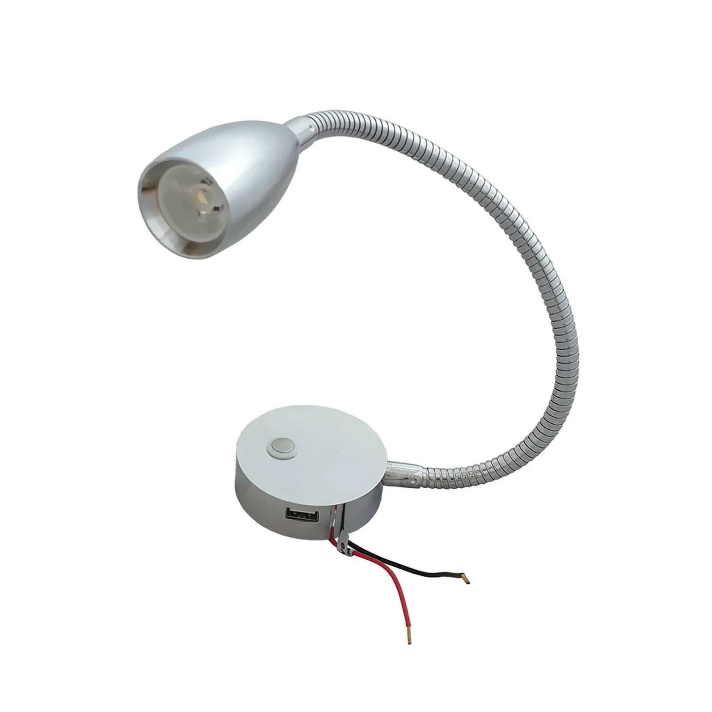 Gooseneck Led Flexible Reading Light 12v 24v Spotlight Touch Switch Dimmable Usb Map Lamp - Chrome
