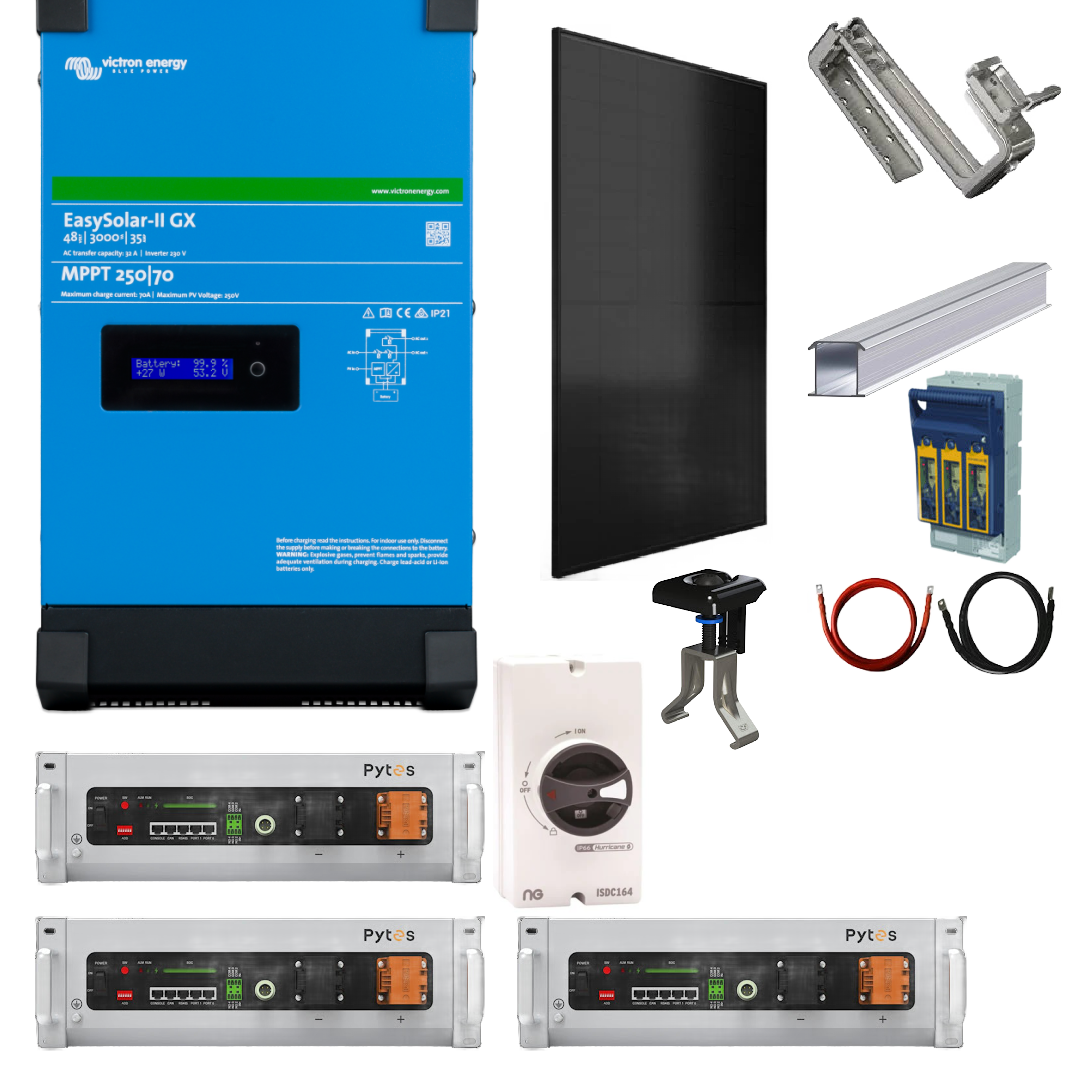 One Bedroom House Off Grid Kit Victron 3000 Easysolar 2 GX with Pytes Lithium Batteries & Solar Panels