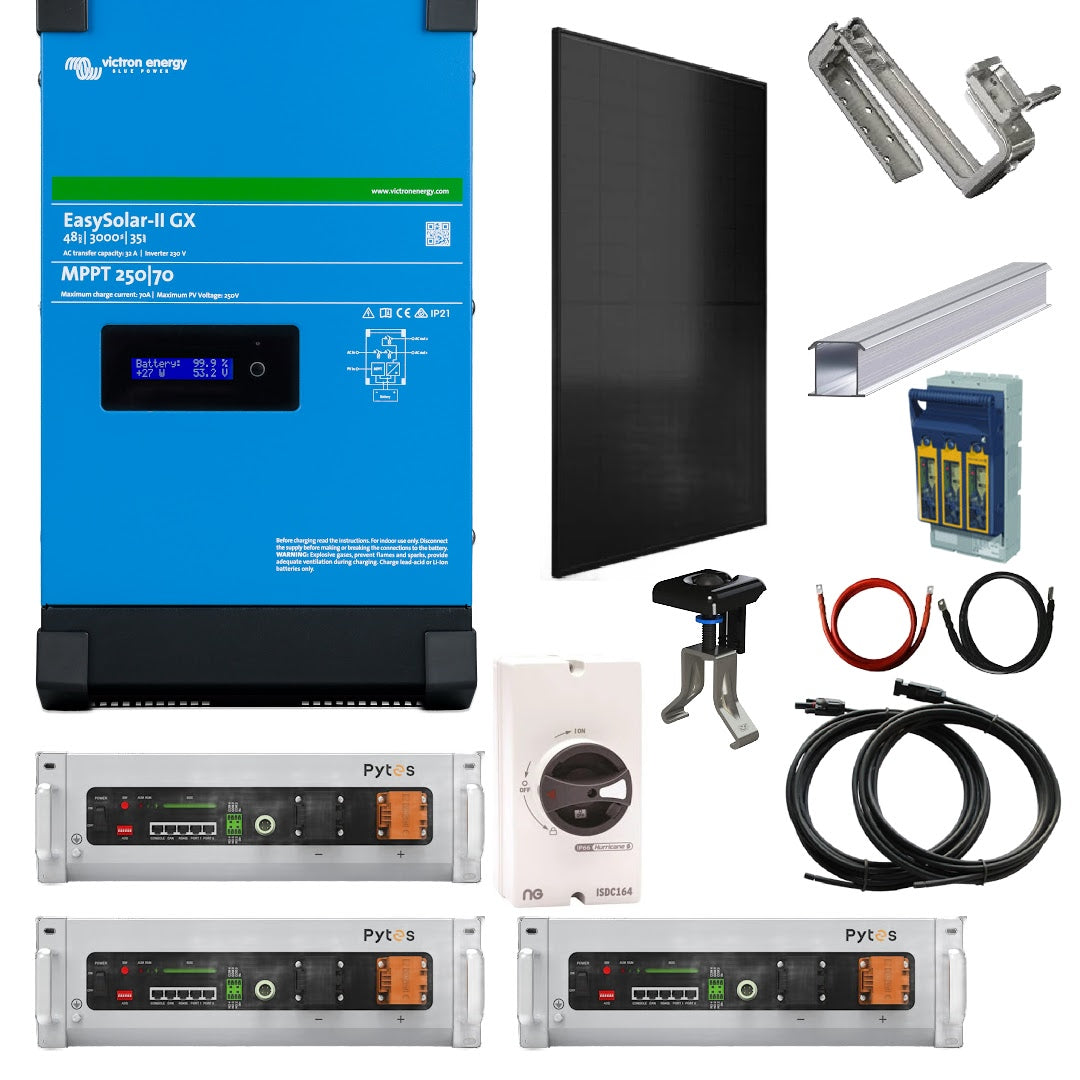 Two / Three Bedroom House Off Grid Kit Victron 5000 Easysolar 2 GX with Pytes Lithium Batteries & Solar Panels
