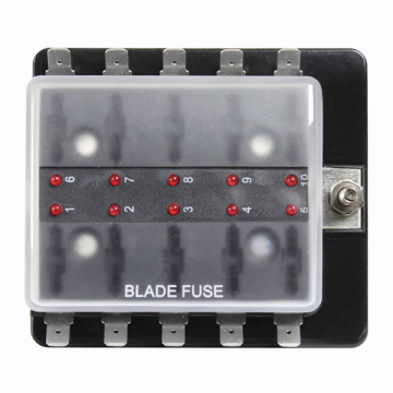 10 Way LED Standard Blade Fuse Holder