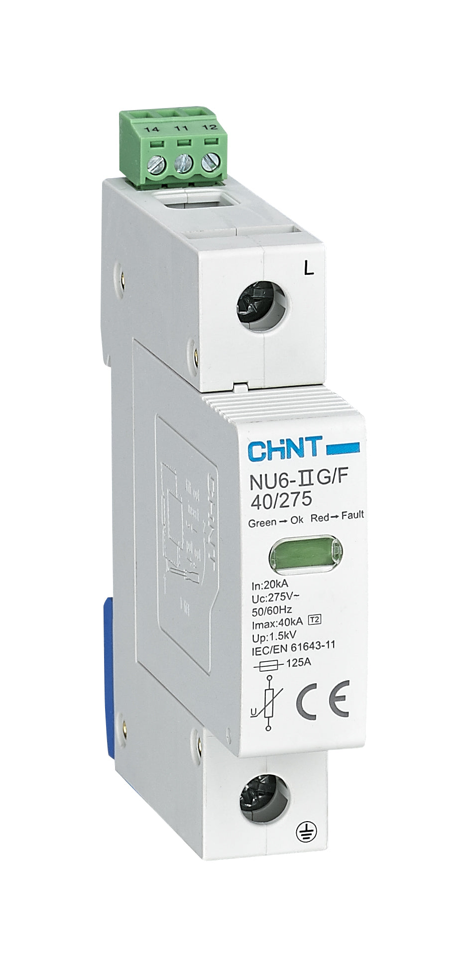 Type 2 20kA 275V 1P Surge Protective Device with Aux contact (NU6-II-G/F-1P)