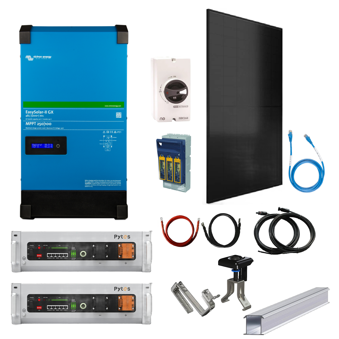 Two / Three Bedroom House Off Grid Kit Victron 5000 Easysolar 2 GX with Pytes Lithium Batteries & Solar Panels
