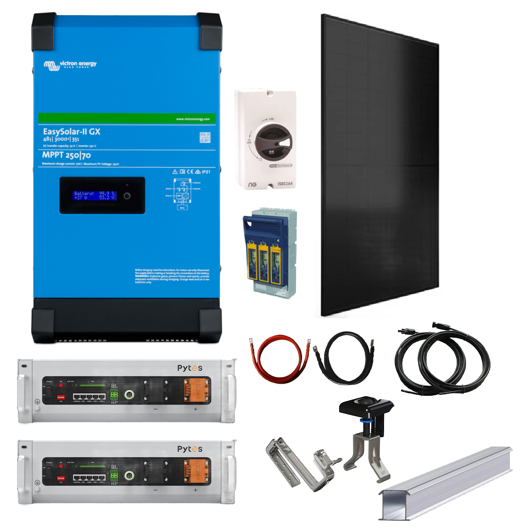 One Bedroom House Off Grid Kit Victron 3000 Easysolar 2 GX with Pytes Lithium Batteries & Solar Panels