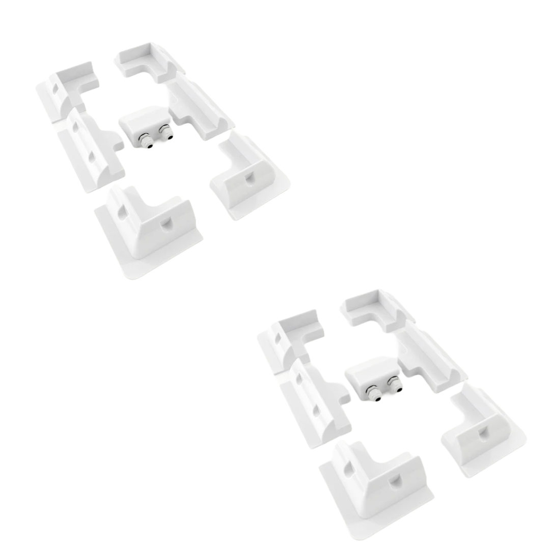 6 Piece UV Resistant Plastic Solar Panel Brackets With Cable Gland - x 2 Bundle For Two Solar Panels