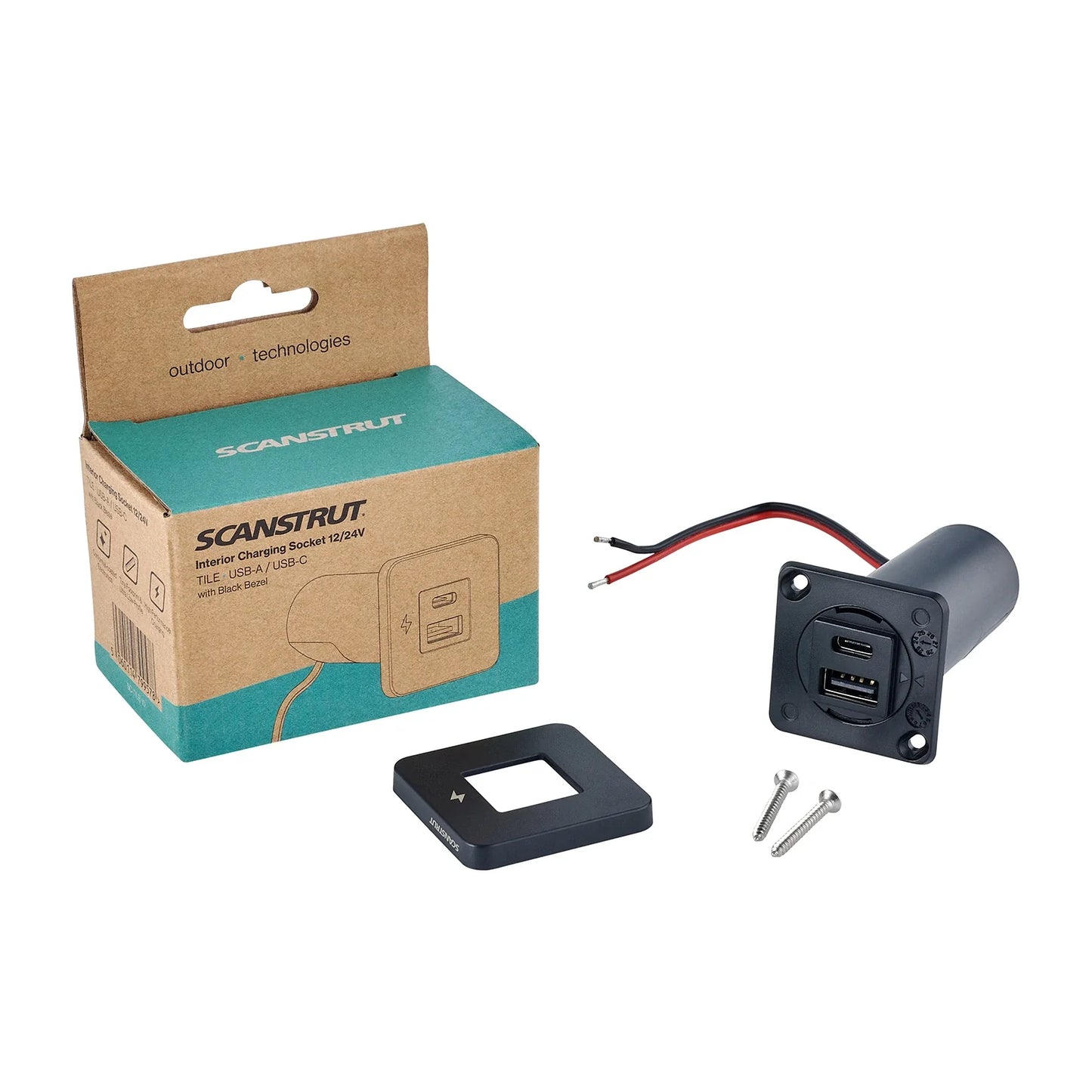 Scanstrut Tile 12V/24V Indoor Ultra Fast Dual USB Charger - Black Bezel