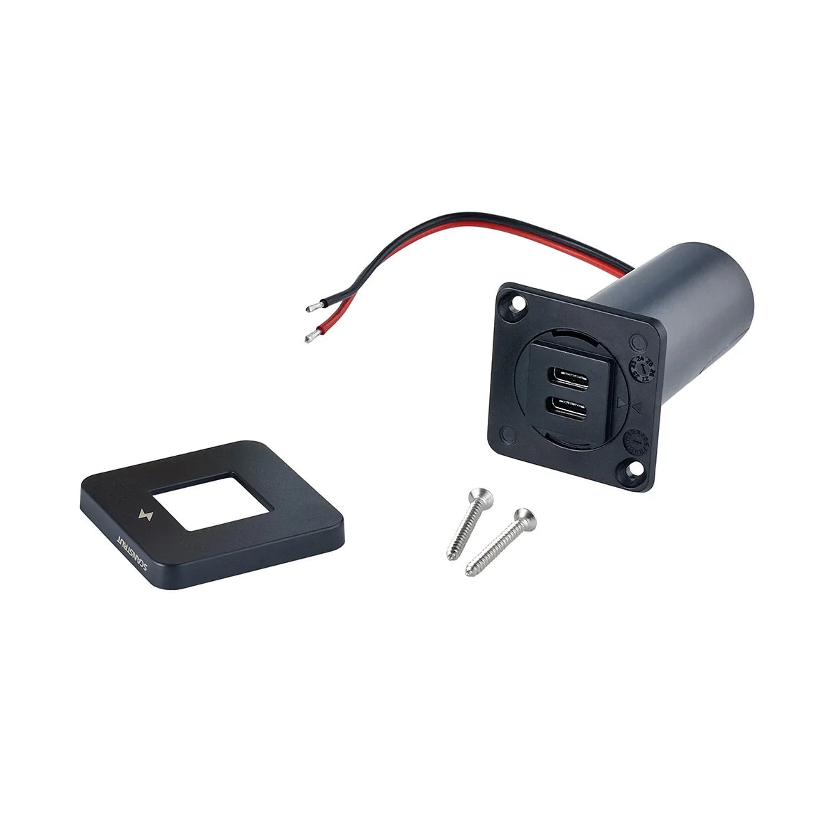 Scanstrut Tile 12V/24V Indoor Ultra Fast Dual USB-C Interior Charger - Black Bezel