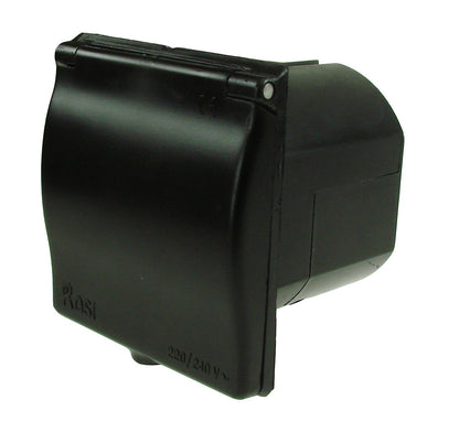 240V 16A Black Mains Flush Fit Socket