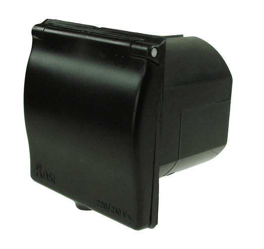 240V 16A Black Mains Flush Fit Socket