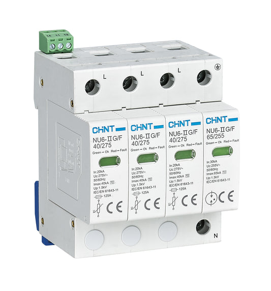 Chint 20kA 3P+N Type 2 Surge Arrestors SPD (NU6-II-G/F-3PN)