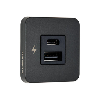Scanstrut Tile 12V/24V Indoor Ultra Fast Dual USB Charger - Black Bezel