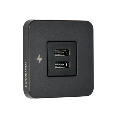 Scanstrut Tile 12V/24V Indoor Ultra Fast Dual USB-C Interior Charger - Black Bezel